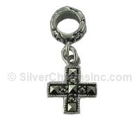 Spacer Bead with Marcasite Cross