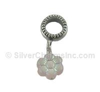 Spacer Bead with Pink Daisy