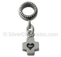 Spacer Bead with Cross and Heart