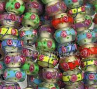 Multi Color Flower Design Lampwork Glass Beads