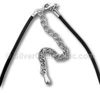 16" Black Leather Cord 2mm Leather Necklace