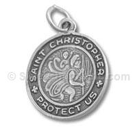 Sterling Silver Round Saint Christopher Charm