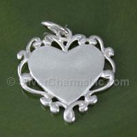 Filigree Design Engraveable Heart Charm