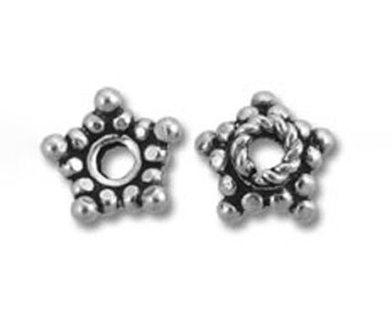 Pair of silver star-shaped spacer beads