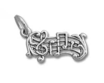 Silver musical notes and treble clef pendant