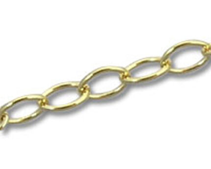 Gold oval chain links on white background