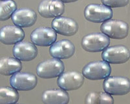 Strands of light blue oval pearls