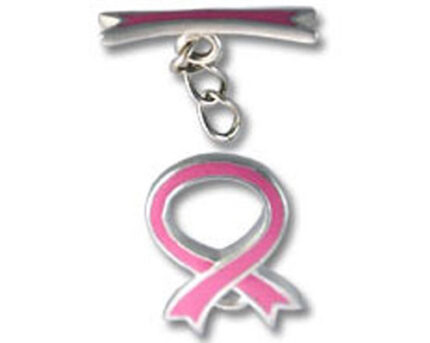 Pink breast cancer awareness ribbon charm