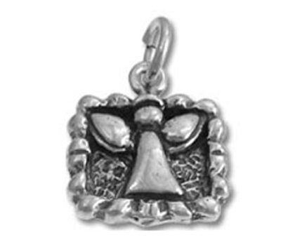 Silver angel charm pendant with beaded frame