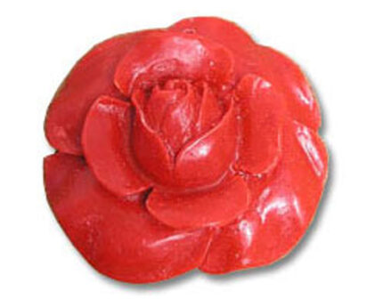 Red glossy carved rose ornament