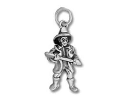 Silver musketeer pendant charm holding musket