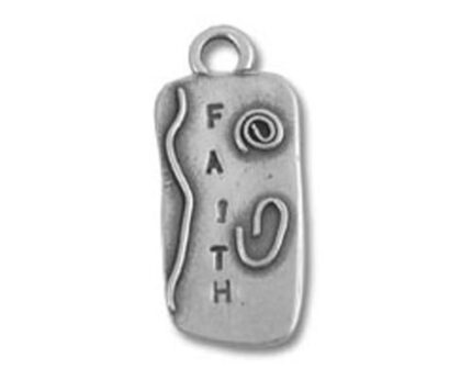 Silver rectangular pendant engraved with FAITH