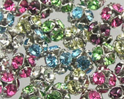 Close-up of multicolored rhinestone jewelry chain