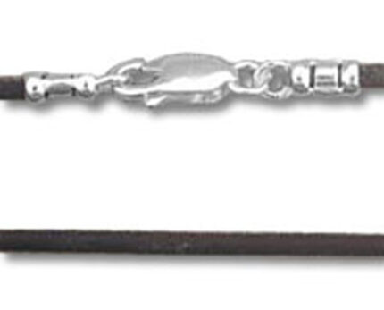 Black leather cord necklace with silver clasp