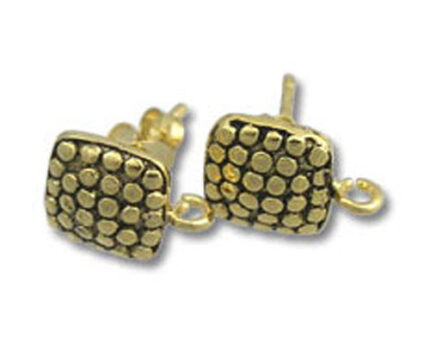 Pair of gold textured square earring studs