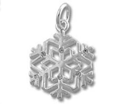 Silver snowflake pendant charm with small crystals