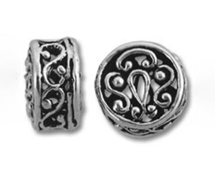 Ornate silver round spacer beads with filigree