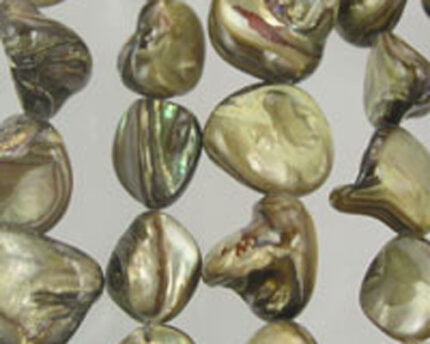Iridescent abalone shell beads close-up