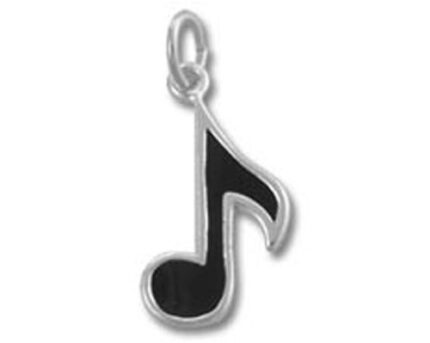 Black musical note pendant charm