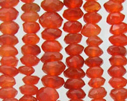 Red carnelian faceted rondelle bead strands