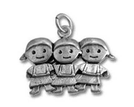 Silver pendant featuring three smiling girls