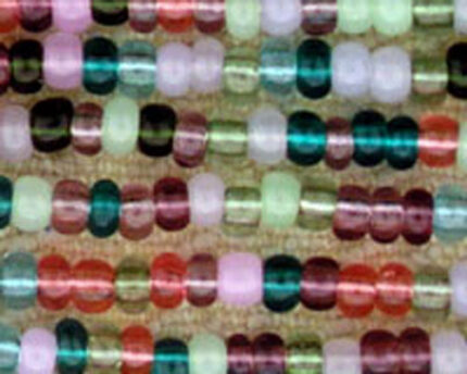 Close-up of multicolored glass seed beads