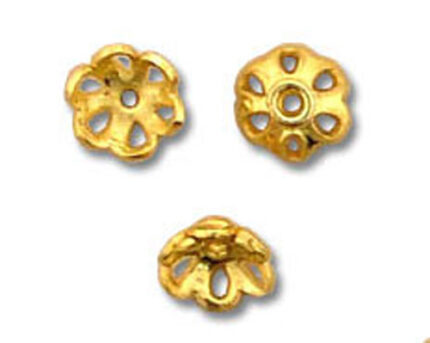 Three gold flower-shaped bead caps