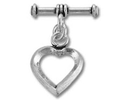 Silver heart charm with toggle bar