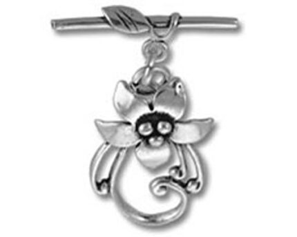 Silver flower pendant with toggle bar