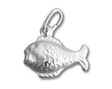Silver textured fish pendant charm