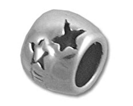 Silver bead with star-shaped cutouts