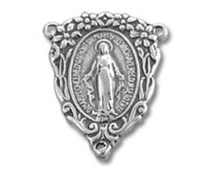 Triangular silver Miraculous Medal pendant