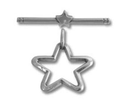 Silver star pendant hanging from bar pin