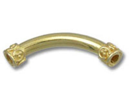 Gold curved jewelry tube with decorative ends