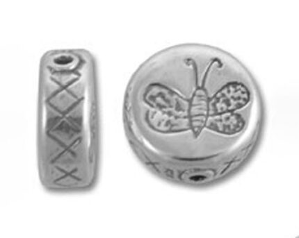 silver butterfly disc bead with patterned spacer