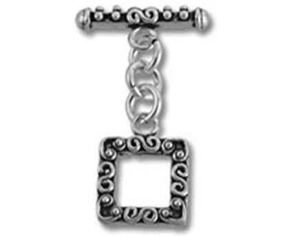Ornate silver square toggle clasp jewelry connector