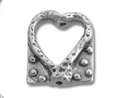 Silver square charm with heart cutout