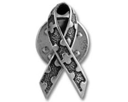 Autism awareness puzzle piece ribbon pin