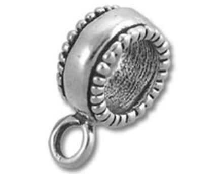 Silver textured pendant bail charm with loop
