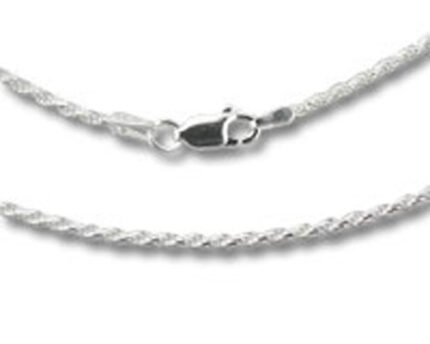 Silver rope chain necklace with lobster clasp
