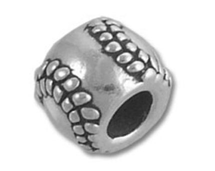 Antique silver barrel bead with raised dots