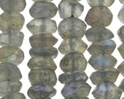Labradorite rondelle beads close-up