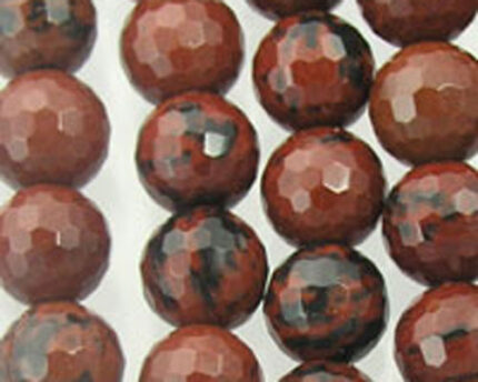 Faceted red-brown gemstone bead strands