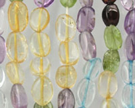 Close-up of translucent multicolored glass beads