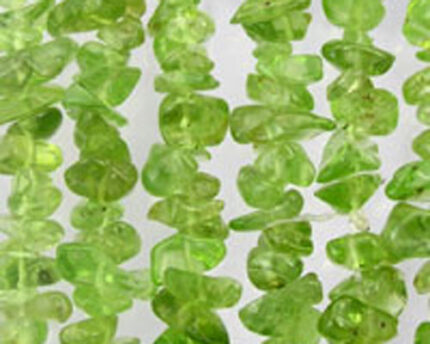 Green gemstone chip bead strands