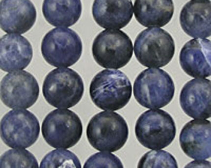 Strands of polished blue stone beads