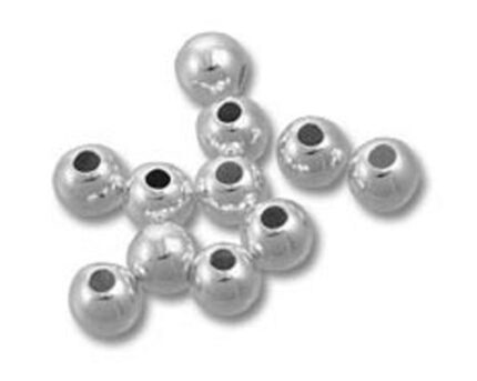 Shiny silver round beads with holes