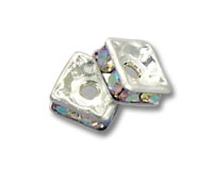 Pair of silver rhinestone bead spacers