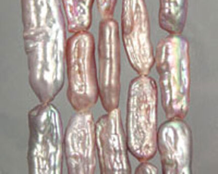 Iridescent pink baroque freshwater rice pearls
