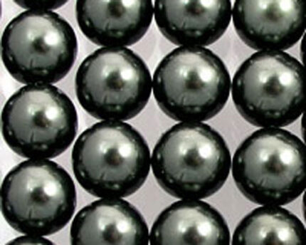 Close-up of glossy black pearl beads